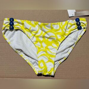 Women’s Large Perry Ellis Yellow & White Swim Bikini Bottom NWT